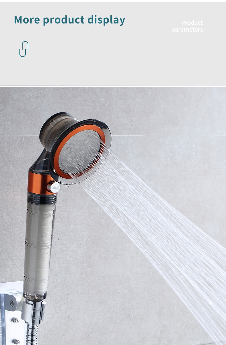 ZhangJi High Pressure Stop Button Switch Shower Head Rainfall Water Saving Replaceable Filter Nozzle for Bathroon Accessary