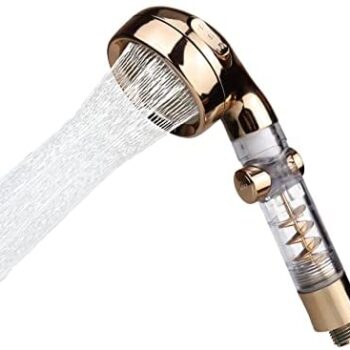 Houselerax Shower Head with Turbo Boost,High Pressure Handheld Filter Shower heads and 3 Shower Mode Function for Dry Skin and Hair Rose Gold