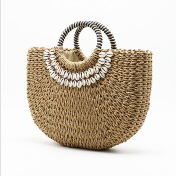 Women’s Handmade Shell Straw Handbag