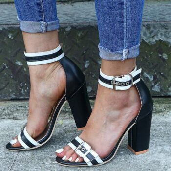 Women’s High Heel Sandals Round Toe Thick Heel Elegant Shoes