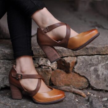 Women’s high heels 8 cm with buckle strap