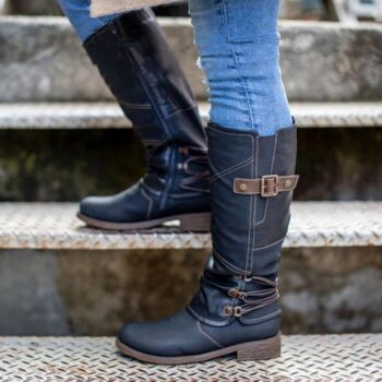 Women’s Vintage Leather Zipper High Boots