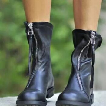 Women’s Zipper Ankle Winter Boots Low Heel Winter Boots