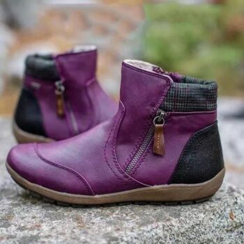 Women’s Zipper Flat Heel Winter Boots