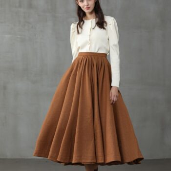 wool skirt, winter skirt, midi skirt, wool circle skirt, flared skirt, pleated skirt | Linennaive