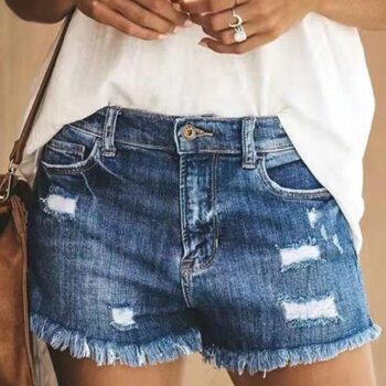 Women Distressed Stretchy Denim Jeans Shorts | For Women