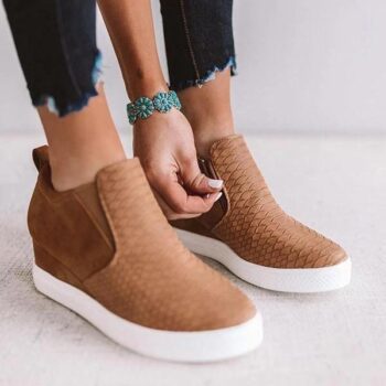 Women Fashion Wedge Sneakers Solid Color Comfortable Shoes –