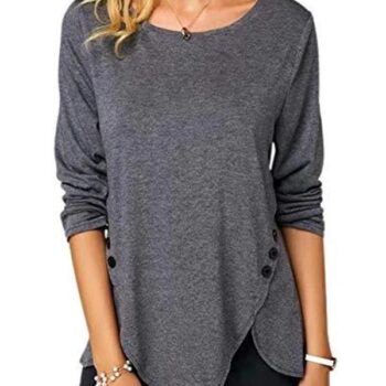 Women Long Sleeve Round Neck Solid Sweater Tops | For Women