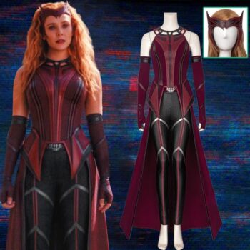 Wandavision Scarlet Witch Cosplay Costume Cloak Crown Boots Ouifit