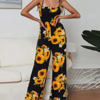 Sunflower Bohemian Long Casual Jumpsuit | For Women