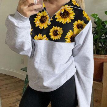 Sunflower Printed Zip Sweatshirt
