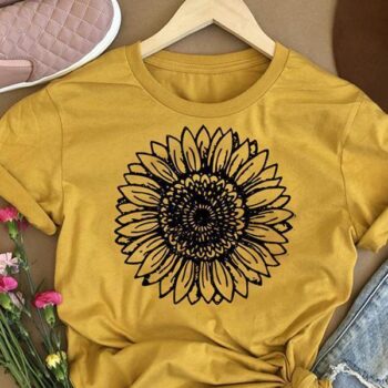 Trendy Sunflower O-Neck T-Shirt Tee