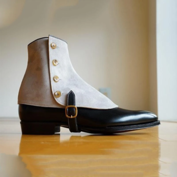 Vintage Leather Buckle Button Men’s Boots