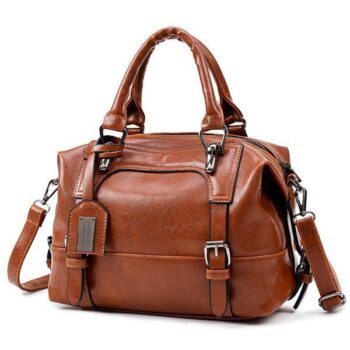 Vintage PU Leather Boston Handbag Shoulder Bag | For Women