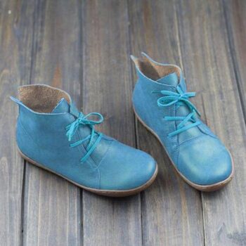 Vintage Solid Color Lace-Up Ankle Flat Winter Boots