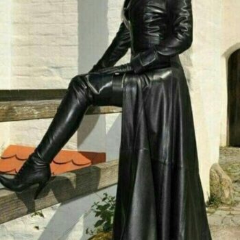 Womens Fashion PU Leather Slim Fit Long Jacket**