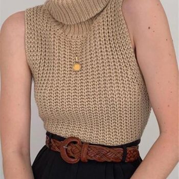 Women’s High Neck Sleeveless Knit Sweater Vest