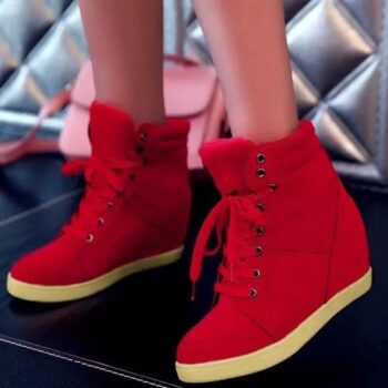 Women’s Lace-up Wedge Heel Boots**