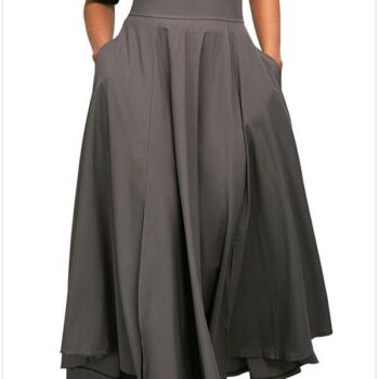 Women Elegant High Waist Pleated Back Zip Straps Skirts