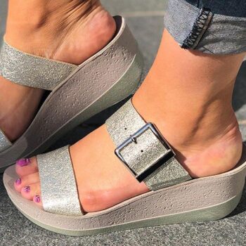 Women Ladies Casual Slip On Wedge Sandals