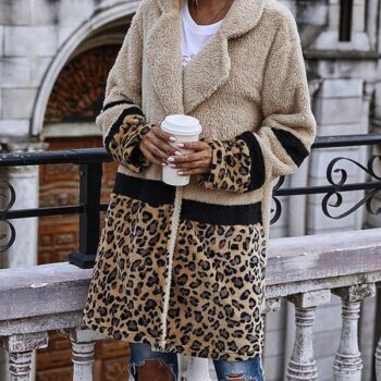 Women Leopard Print Winter Warm Coat