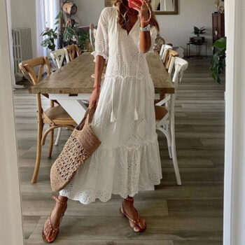Boho Dress for Women|Bohemian Dress|Midi Boho Dress| Short Sleeve Bohemian Maxi DressV-neck Boho Sundress Vestidos|Wedding Guest Dress
