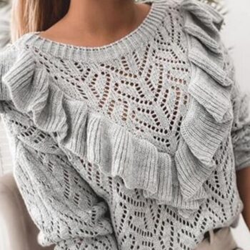 Solid Round Neck Casual Sweaters