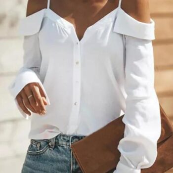 Solid Sexy Boat Neckline Long Sleeve Blouses