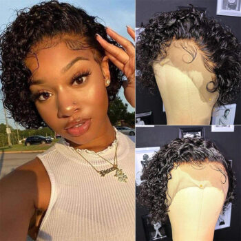 African Small Volume Wig European and American Wig Female Short Curly Hair Real Hair Head Set Lace Wig